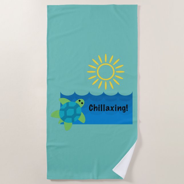 Turtle Chillaxing Design - Beach Towel (Front)