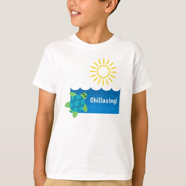 Turtle Chillaxing Design - Kids' Basic T-Shirt (Front)