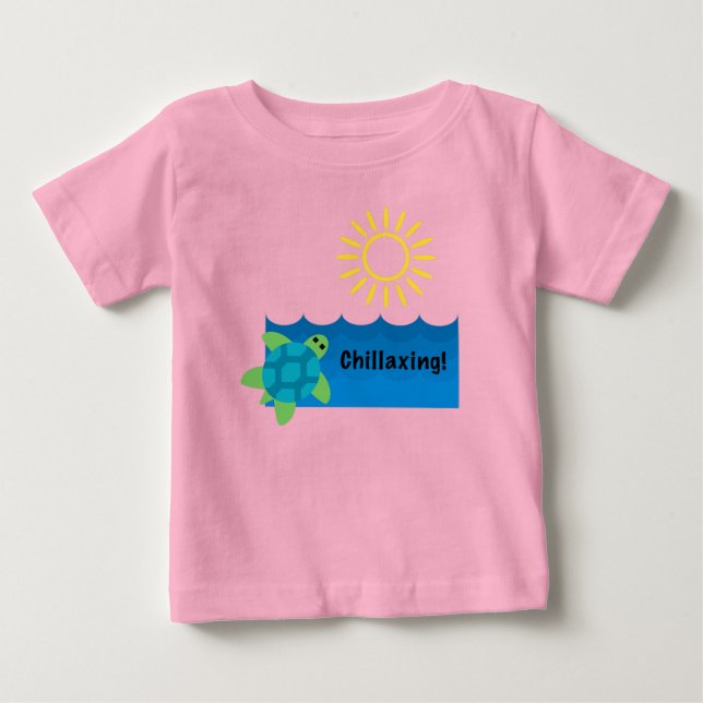 Turtle Chillaxing Designg - Baby Fine Jersey T-Shi T-Shirt (Front)