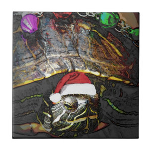 Turtle Christmas Ceramic Tile