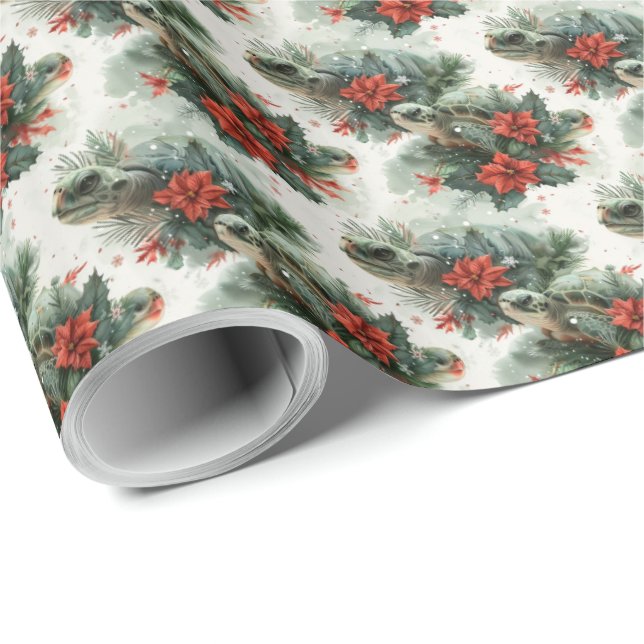 Turtle Christmas Gift Wrap Wrapping Paper Holiday (Roll Corner)