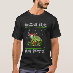 Turtle Christmas Lights Reindeer Santa Hat Turtle T-Shirt