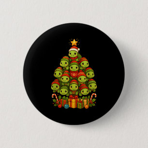 Turtle Christmas Tree Funny Turtle Xmas  Button