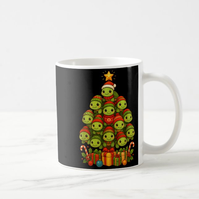 Turtle Christmas Tree Funny Turtle Xmas  Coffee Mug (Right)