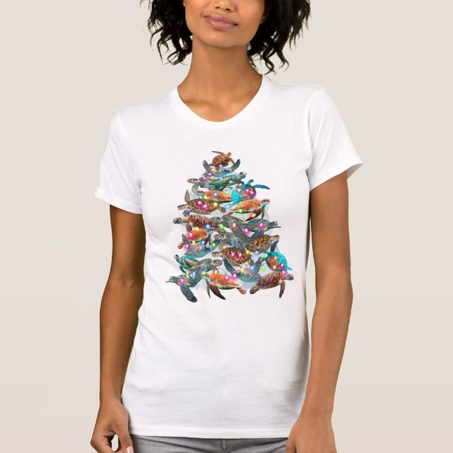 Turtle Christmas Tree Ornament Xmas Tree Toppers T-Shirt (Front)