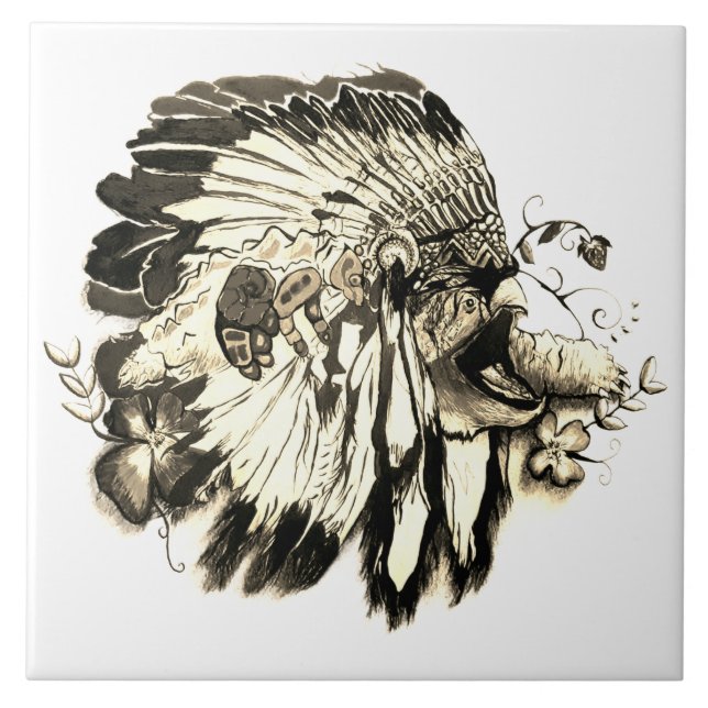 Turtle Clan – Native American Fine Art Ceramic Tile (Front)