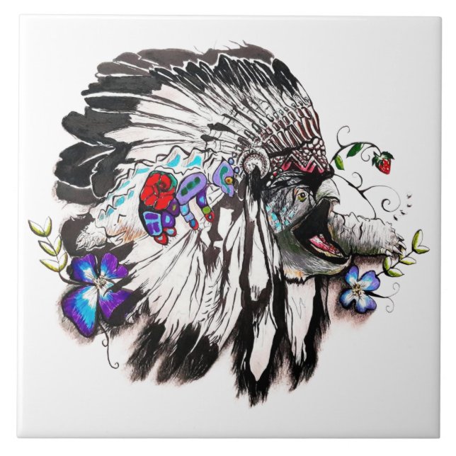 Turtle Clan – Native American Fine Cultural  Ceramic Tile (Front)