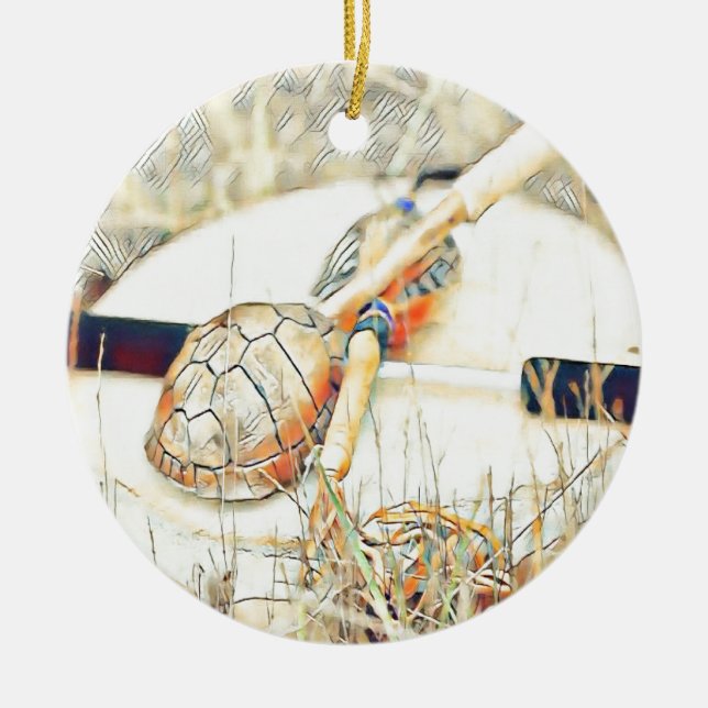 Turtle Clan Rattle and Drum Ceramic Ornament (Front)