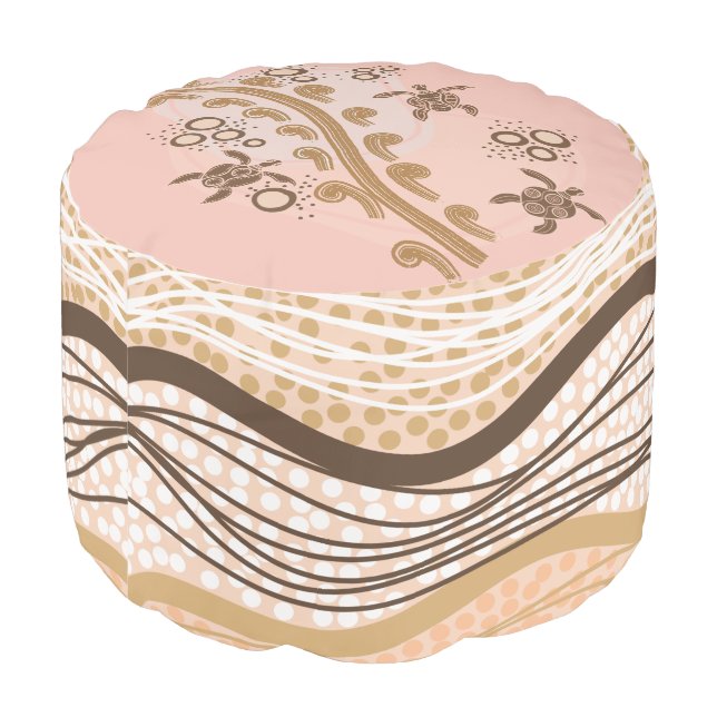 Turtle Coastal Boho Country Modern  Pouf (Angled Back)