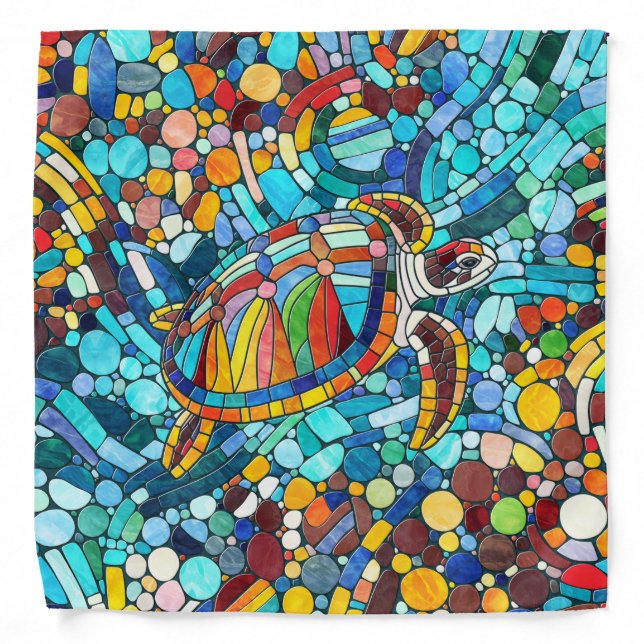 Turtle Colorful  mosaic art Bandana (Front)