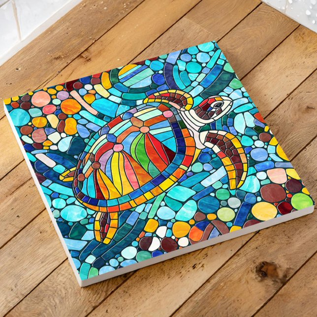 Turtle Colorful  mosaic art Ceramic Tile (Creator Uploaded)