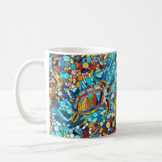 Turtle Colorful  mosaic art Coffee Mug (Left)