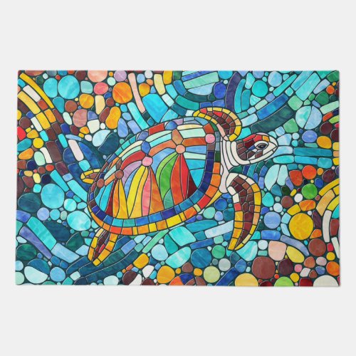 Turtle Colorful  mosaic art Doormat