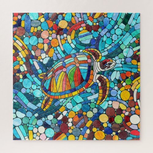 Turtle Colorful  mosaic art Jigsaw Puzzle