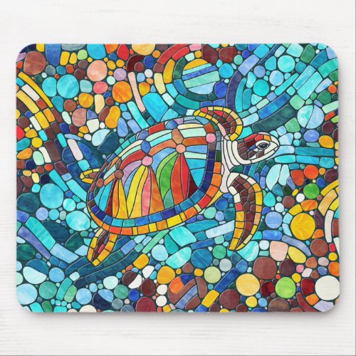 Turtle Colorful  mosaic art Mouse Pad