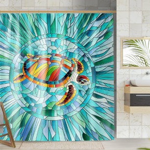 Turtle Colorful  mosaic art Shower Curtain