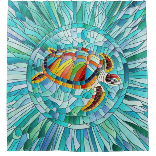 Turtle Colorful  mosaic art Shower Curtain