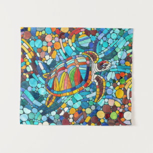 Turtle Colorful  mosaic art Tapestry