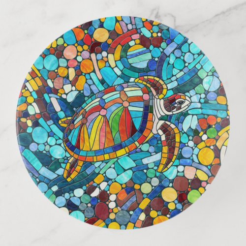 Turtle Colorful  mosaic art Trinket Tray