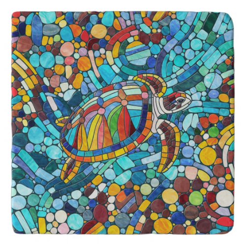 Turtle Colorful  mosaic art Trivet