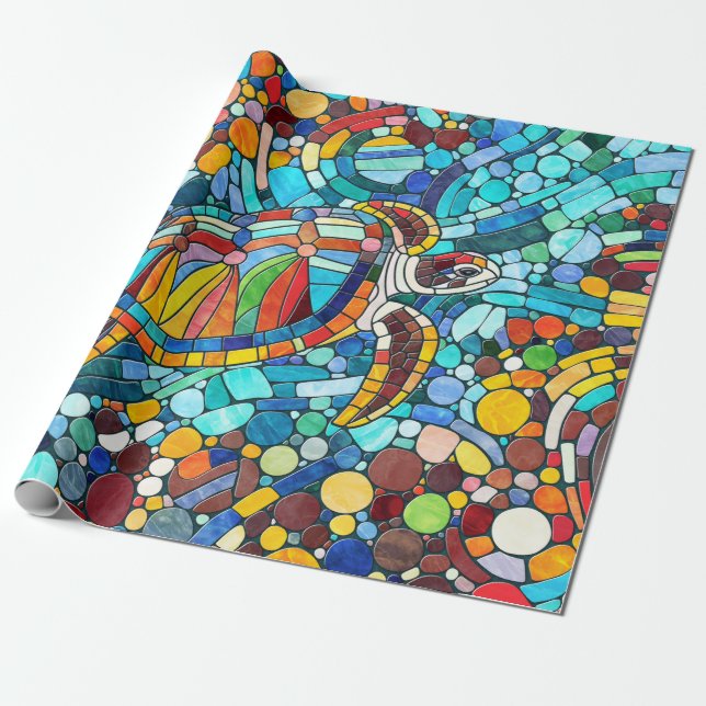 Turtle Colorful  mosaic art Wrapping Paper (Unrolled)