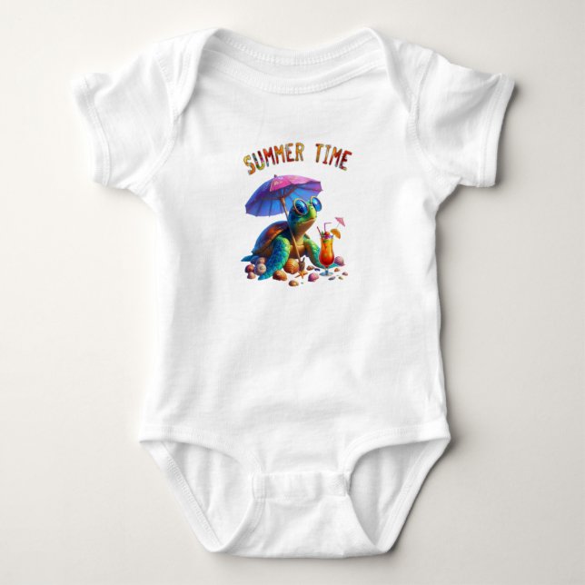 Turtle Comedy Characters.  Baby Bodysuit (Front)