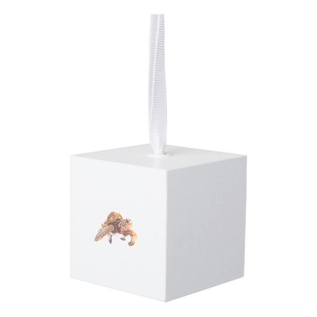 Turtle Copy Copy Copy Copy Copy Copy Copy Copy Cop Cube Ornament (Back Angled)