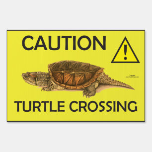 Turtle Crossing Caution Sign Yellow