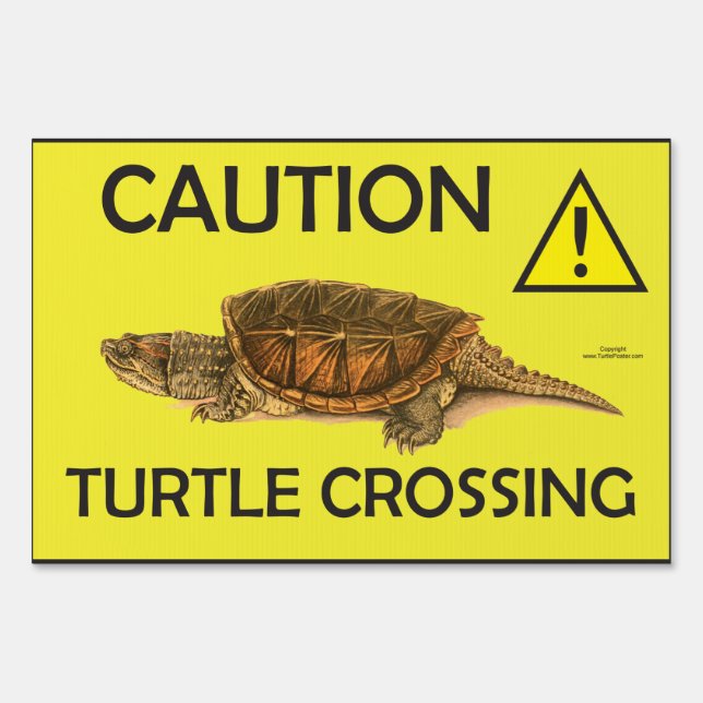 Turtle Crossing Caution Sign Yellow (Front)