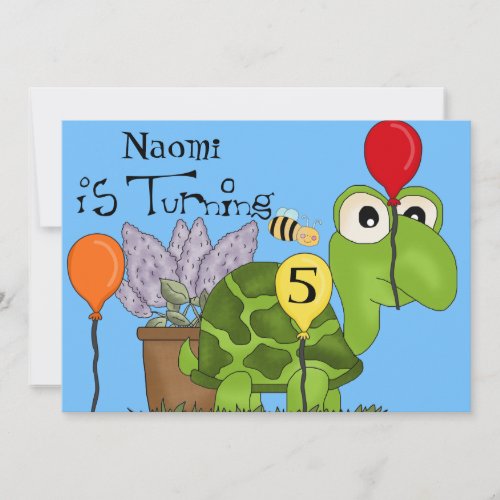 Turtle Custom Birthday Invitation