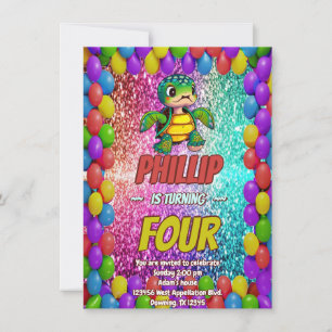 Turtle custom character birthday invite