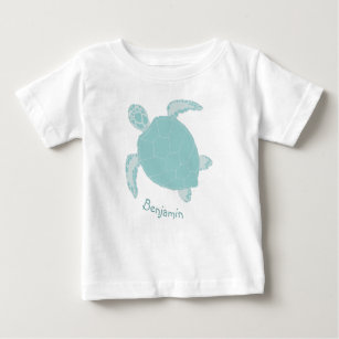 Turtle Cute Blue Personalized Baby T-Shirt