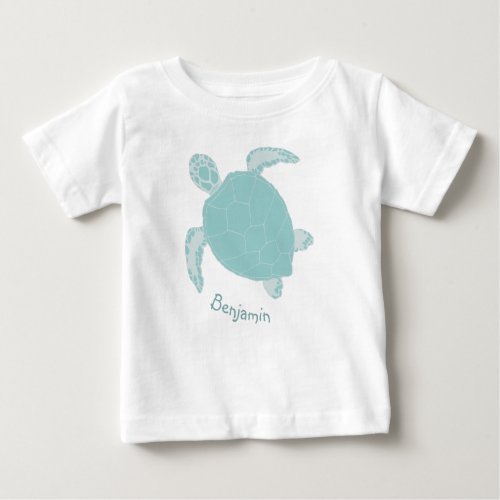 Turtle Cute Blue Personalized Baby T_Shirt