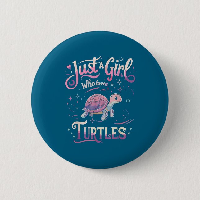 Turtle Cute Girl Men Women S  Button (Front)