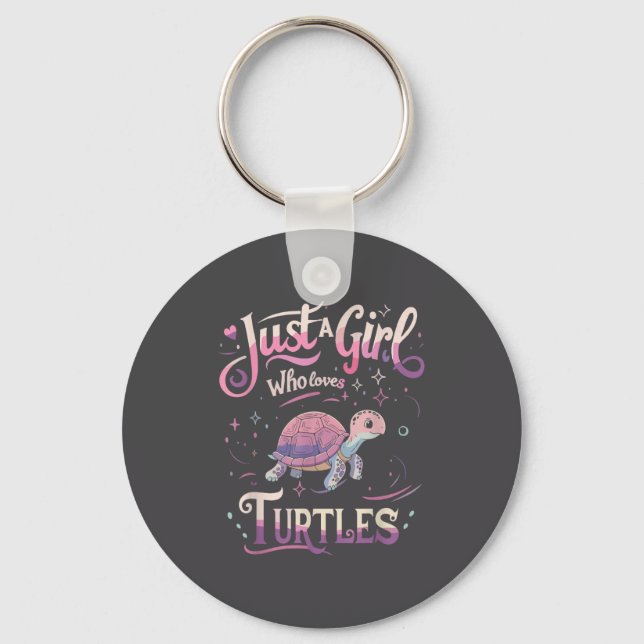 Turtle Cute Girl Men Women S  Keychain (Front)