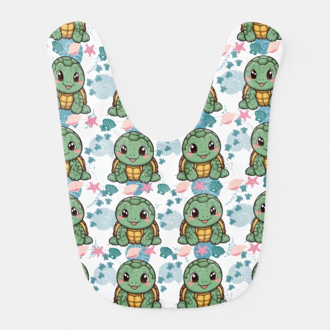 Turtle Cute Kawaii  Baby Bib (Front)