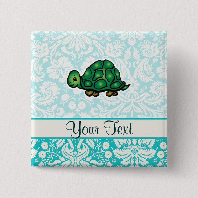 Turtle; Cute Pinback Button (Front)