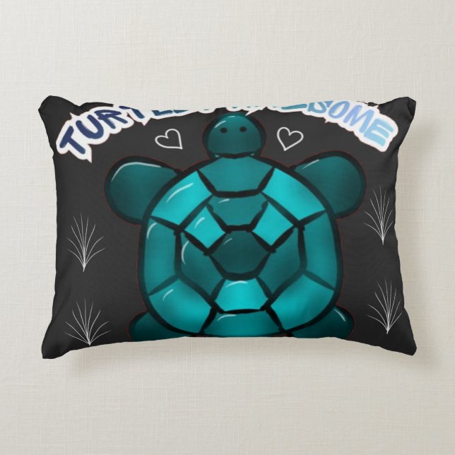  Turtle Cute Pun Funny Animal Gift Accent Pillow (Front)