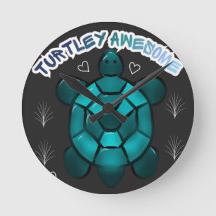  Turtle Cute Pun Funny Animal Gift Round Clock