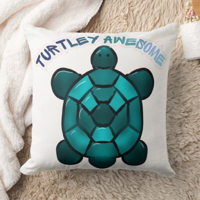  Turtle Cute Pun Funny Animal Gift Throw Pillow (Blanket)