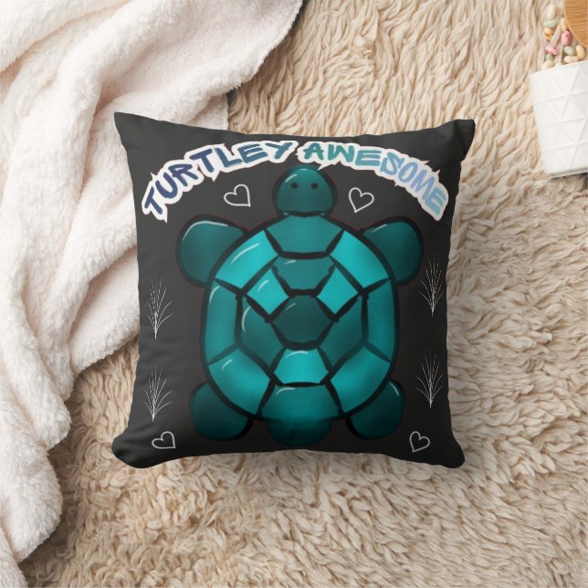  Turtle Cute Pun Funny Animal Gift Throw Pillow (Blanket)