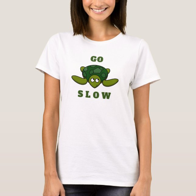 Turtle Cute Tropical Summer Go Slow T-Shirt (Front)