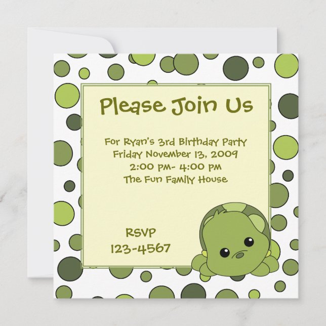 Turtle Cutie Invitation (Front)