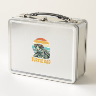 Turtle Dad Retro Sunset Vintage Engraving Vector D Metal Lunch Box