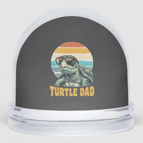 Turtle Dad Retro Sunset Vintage Engraving Vector D Snow Globe