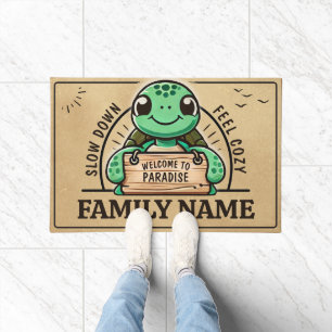 Turtle design customizable for warm families doormat