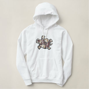 Turtle Design Native American Symbol Embroidered Hoodie