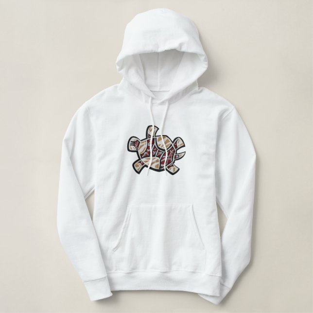 Turtle Design Native American Symbol Embroidered Hoodie (Design Front)
