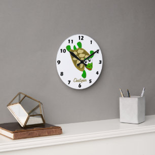 Turtle Design Personalised Round Clock