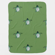 Turtle design seaside baby blanket
